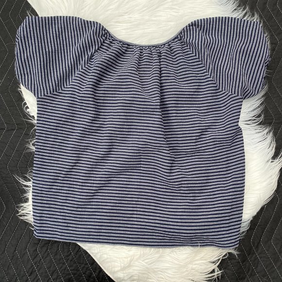 Madewell Texture & Thread Peasant Top in Stripe Navy - Picture 6 of 6